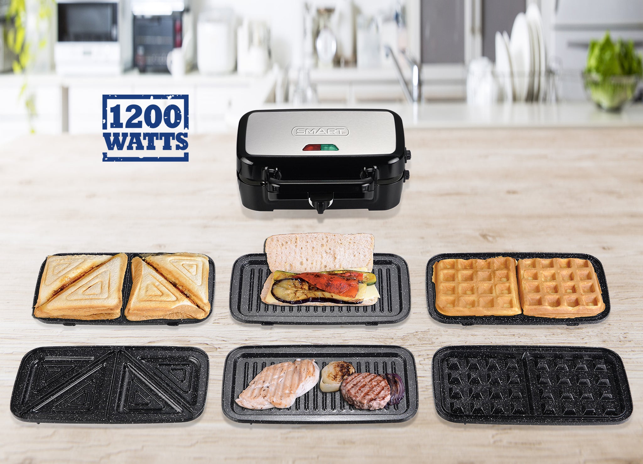 3 in 1 Sandwich Maker, Waffle Maker with Removable Plates, 1200W Panini  Press wi